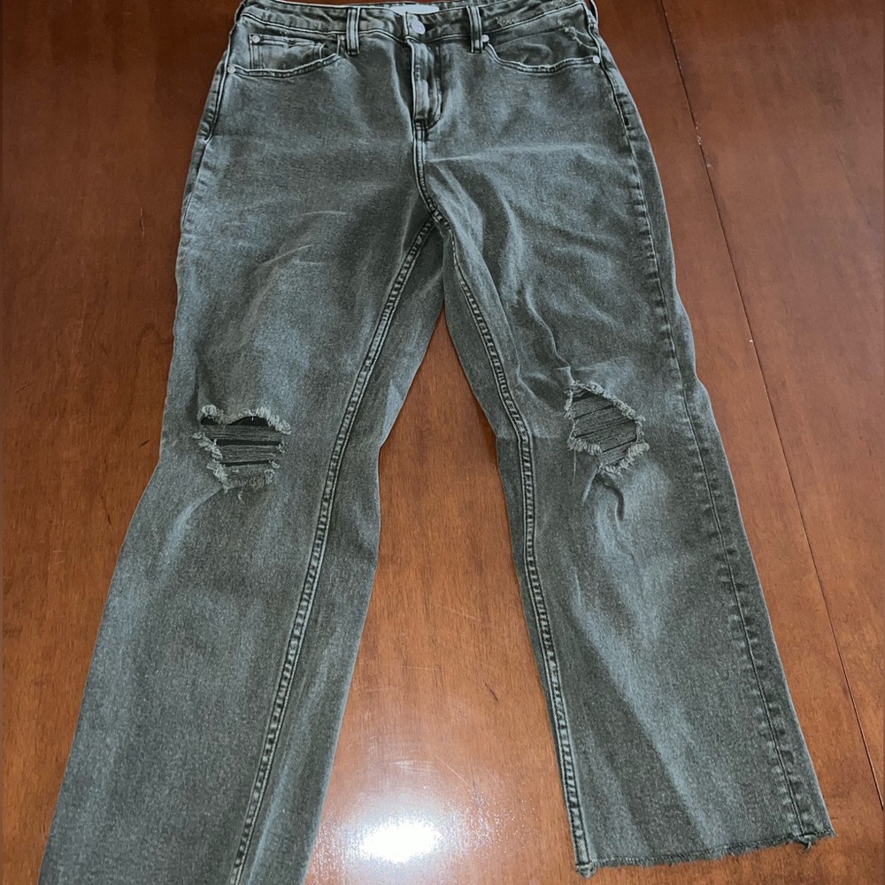 Cleo + wolf jeans, straight let, olive green, like new